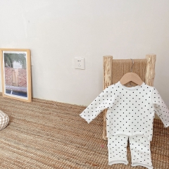 Baby Girl Screw Thread Dot Comfy Home Wearing Sets Clothes Wholesale