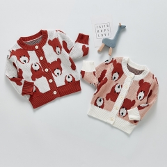 2022 Infant Baby Bear Jacquard Cardigan Combo Romper Sets in Spring Wholesale