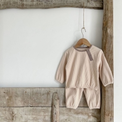 Baby Unisex Solid Spring & Autumn Cotton Softness & Comfy Sets Wholesale