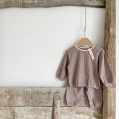 Baby Unisex Solid Spring & Autumn Cotton Softness & Comfy Sets Wholesale