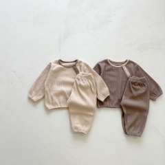 Baby Unisex Solid Spring & Autumn Cotton Softness & Comfy Sets Wholesale