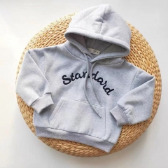 Baby Unisex Letter Embroidery Hoodie In Spring & Autumn Wholesale