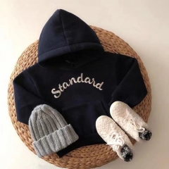 Baby Unisex Letter Embroidery Hoodie In Spring & Autumn Wholesale