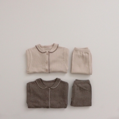 Baby Unisex Solid Homewear Sets In Spring Autumn Wholesale
