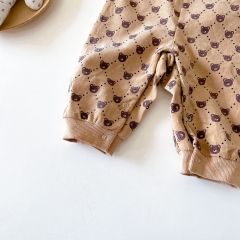 Baby Girl Bear Print Straps Pants Wholesale