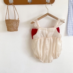 Baby Girl Mu Yunsha Suspenders Bow-tie Front Sleeveless Summer Rompers Wholesale