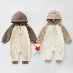 Baby Boy Bear Print Hoodie Long Jumpsuit Wholesale