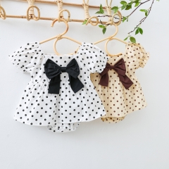 Baby Girl Dot Print Bow-tie Short-sleeved Dress Romper Wholesale