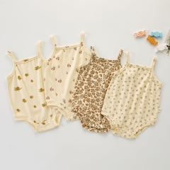 Baby Girl Fruit Print Sleeveless Suspenders Romper In Summer Wholesale