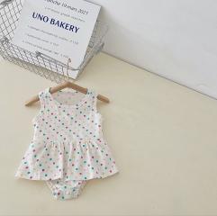 Baby Girl Dot Print Sleeveless Dress Romper Wholesale