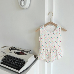 Baby Girl Dot Print Sleeveless Dress Romper Wholesale