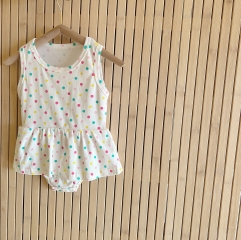 Baby Girl Dot Print Sleeveless Dress Romper Wholesale