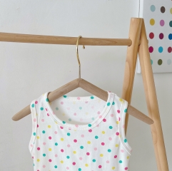 Baby Girl Dot Print Sleeveless Dress Romper Wholesale