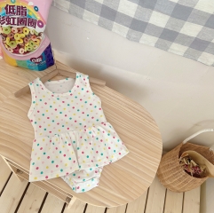 Baby Girl Dot Print Sleeveless Dress Romper Wholesale