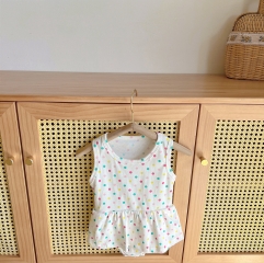 Baby Girl Dot Print Sleeveless Dress Romper Wholesale