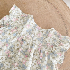 2022 summer baby girl strawberry pastoral broken flower style baby girl's clothes flying sleeve cute clothes romper wholesale