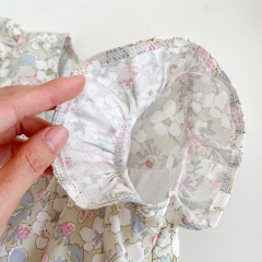 2022 summer baby girl strawberry pastoral broken flower style baby girl's clothes flying sleeve cute clothes romper wholesale