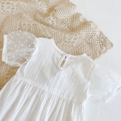 2022 baby clothes babies' cotton Mesh short-sleeved triangle clothes clothes wholesale climbing clothes for baby girls summer princess lace