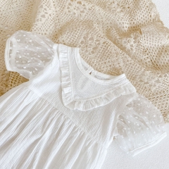 2022 baby clothes babies' cotton Mesh short-sleeved triangle clothes clothes wholesale climbing clothes for baby girls summer princess lace