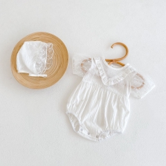 2022 baby clothes babies' cotton Mesh short-sleeved triangle clothes clothes wholesale climbing clothes for baby girls summer princess lace