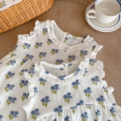 2022 baby clothes babies' cotton short-sleeved triangle romper for baby girls summer sister clothes children skirt wholesale