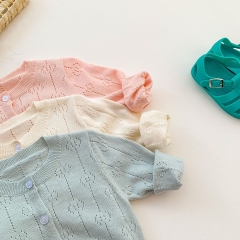 Baby Girl 3 Colors Knitting Air-condition Coat In Summer Wholesale