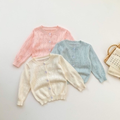 Baby Girl 3 Colors Knitting Air-condition Coat In Summer Wholesale