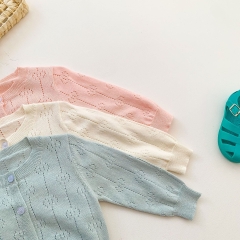 Baby Girl 3 Colors Knitting Air-condition Coat In Summer Wholesale