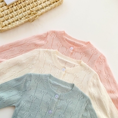Baby Girl 3 Colors Knitting Air-condition Coat In Summer Wholesale
