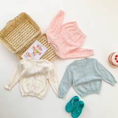 Baby Girl 3 Colors Knitting Air-condition Coat In Summer Wholesale