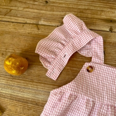 Baby Girl 2-piece Grid Combo Headband Onesies Wholesale