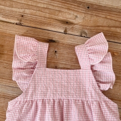 Baby Girl 2-piece Grid Combo Headband Onesies Wholesale