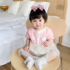Baby Girl Embroidered Mesh Sweet Round-collar Dress Wholesale