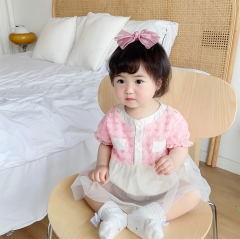 Baby Girl Embroidered Mesh Sweet Round-collar Dress Wholesale