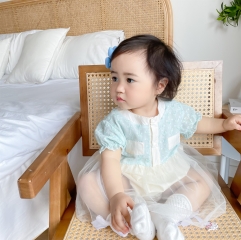 Baby Girl Embroidered Mesh Sweet Round-collar Dress Wholesale