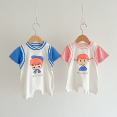 Baby Unisex Girl & Boy Print Cutie Romper In Summer Wholesale