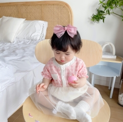 Baby Girl Embroidered Mesh Sweet Round-collar Dress Wholesale