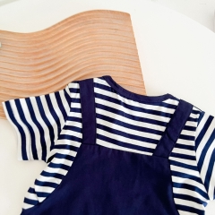 Baby Boy False 2-piece Strips Combo Cowboy Letter Print Romper Wholesale