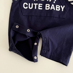 Baby Boy False 2-piece Strips Combo Cowboy Letter Print Romper Wholesale