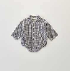 Baby Boy Grid Long-sleeve Autumn Romper Wholesale