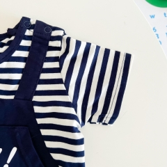 Baby Boy False 2-piece Strips Combo Cowboy Letter Print Romper Wholesale