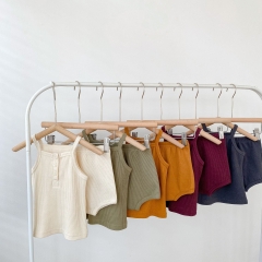 Baby Unisex Waffle Top Combo Short Pants Solid Sets Wholesale