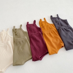 Baby Unisex Waffle Top Combo Short Pants Solid Sets Wholesale