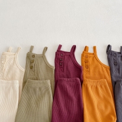 Baby Unisex Waffle Top Combo Short Pants Solid Sets Wholesale