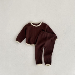Baby Girl Round Collar Top Combo Long Pants In Sets Autumn Wearing Pajamas Sets Wholesale