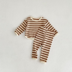 Baby Girl Round Collar Top Combo Long Pants In Sets Autumn Wearing Pajamas Sets Wholesale