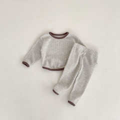 Baby Girl Round Collar Top Combo Long Pants In Sets Autumn Wearing Pajamas Sets Wholesale