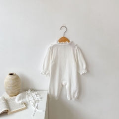 Infant Baby Softness Comfy Long Solid Jumpsuit With Hat Wholesale