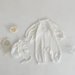 Infant Baby Softness Comfy Long Solid Jumpsuit With Hat Wholesale