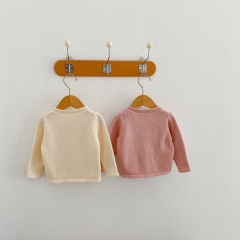 Baby Girl Hollow-out Pattern Round Collar Knitting Cardigan Wholesale